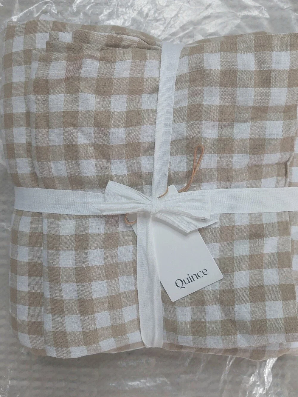 NWT! Quince European Linen Cafe Gingham Duvet Cover & 1 Sham! Sz. Twin(762)